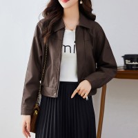 小个子短款皮衣外套女2024春装新款休闲宽松百搭pu夹克机车服上衣