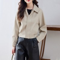 小个子短款皮衣外套女2024春装新款休闲宽松百搭pu夹克机车服上衣