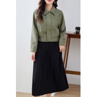 小个子短款皮衣外套女2024春装新款休闲宽松百搭pu夹克机车服上衣