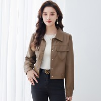 现货皮衣外套女短款小个子2024春秋韩版休闲百搭机车服pu夹克
