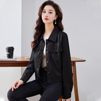 现货皮衣外套女短款小个子2024春秋韩版休闲百搭机车服pu夹克