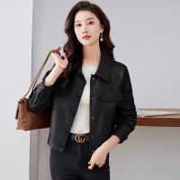 现货皮衣外套女短款小个子2024春秋韩版休闲百搭机车服pu夹克