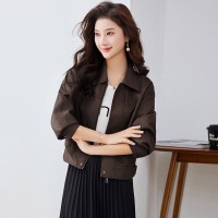 现货小个子皮衣外套女2024春装新款休闲宽松百搭pu夹克机车服上衣