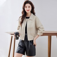 现货小个子皮衣外套女2024春装新款休闲宽松百搭pu夹克机车服上衣