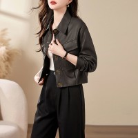 2024年春装新款流行女装PU皮外套皮夹克水洗皮衣百搭显瘦机车服潮