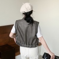 2024春装新款时尚复古做旧皮甲马甲