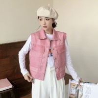 2024春装新款时尚复古做旧皮甲马甲