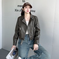 2024春装新款率性复古机车皮衣外套