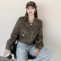 2024春装新款率性复古机车皮衣外套