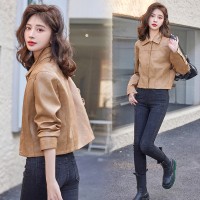 2024春季女装新款时尚青春靓丽洋气韩版短款皮衣