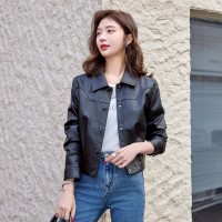 2024春季女装新款时尚青春靓丽洋气韩版短款皮衣