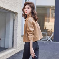 2024春季女装新款时尚青春靓丽洋气韩版短款皮衣