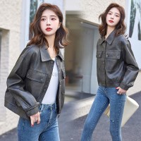 2024春季女装新款时尚洋气欧版短款皮衣