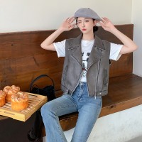 2024春装新款个性时髦机车皮衣马甲