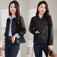 B款现货皮衣外套女2024春秋港风高端品牌妈妈小个子海宁pu夹克
