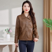 B款现货皮衣外套女2024春秋港风高端品牌妈妈小个子海宁pu夹克