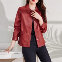 B款现货皮衣外套女2024春秋港风高端品牌妈妈小个子海宁pu夹克