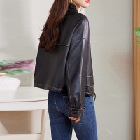现货B款高级感机车短外套女2024秋季新款宽松显瘦小众设计上衣