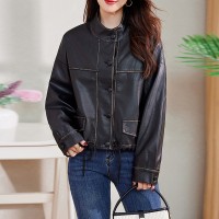 现货B款高级感机车短外套女2024秋季新款宽松显瘦小众设计上衣