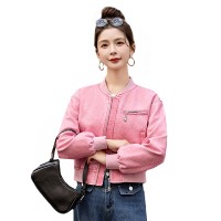 现货时髦做旧复古新款短款立领机车服
