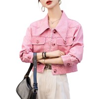 现货只管推】欧货短款外套女粉色流行宽松休闲小个子上衣夹克潮