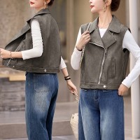 早春新款设计感皮前马甲外套女2024年韩版街头机车夹克小个子马夹