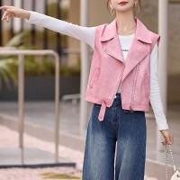 早春新款设计感皮前马甲外套女2024年韩版街头机车夹克小个子马夹