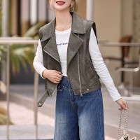 早春新款设计感皮前马甲外套女2024年韩版街头机车夹克小个子马夹