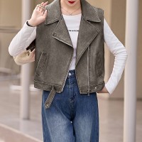 早春新款设计感皮前马甲外套女2024年韩版街头机车夹克小个子马夹
