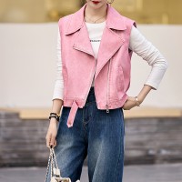 早春新款设计感皮前马甲外套女2024年韩版街头机车夹克小个子马夹