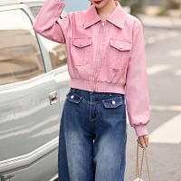 2024年春秋装新款彩色皮衣外套女士短款韩版宽松小个子长袖夹克潮
