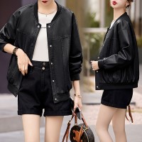 棒球服皮衣外套女中年妈妈宽松洋气休闲机车年春季