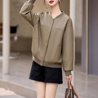 棒球服皮衣外套女中年妈妈宽松洋气休闲机车年春季