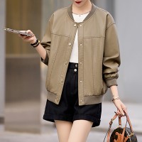 棒球服皮衣外套女中年妈妈宽松洋气休闲机车年春季