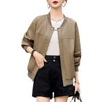 棒球服皮衣外套女中年妈妈宽松洋气休闲机车年春季