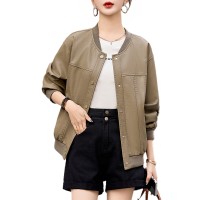 棒球服皮衣外套女中年妈妈宽松洋气休闲机车年春季