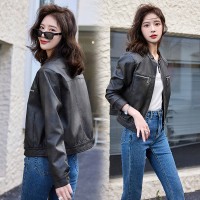 2024春季女装新款时尚休闲立领短款皮衣