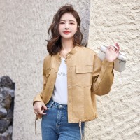 2024春季女装新款时尚休闲立领短款皮衣外套