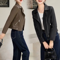 皮衣外套女2024年新款秋冬季时尚洋气时髦休闲中长款妈妈高端上衣