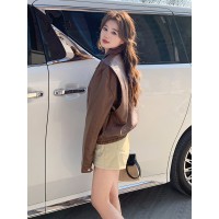 现货春装皮衣外套女短款新款韩版机车服253A