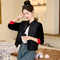 现货G风新款仿真皮皮衣2024春装立领绵羊皮夹克新中式短款外套女