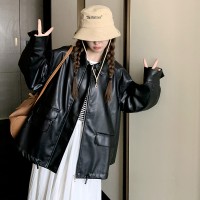 春装现货宽松酷炫机车皮衣夹克外套女202A