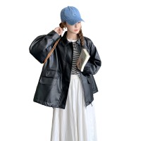 春装现货宽松酷炫机车皮衣夹克外套女202A