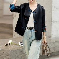 2024春秋韩版休闲复古港味新中式盘扣小个子风衣短外套女显瘦夹克