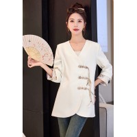 现货新中式西装外套女2024年春装新款韩版宽松休闲西服外套
