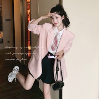 现货【2024】宽松小西装韩版粉色高级感199