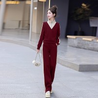 春季新款韩版时尚气质撞色拼接拉链两件套2024年春季