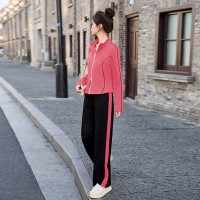 现货2024年新款春装修身显瘦开衫休闲运动套装