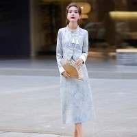 现货2024年春季新款新中式流苏盘扣提花小外套半裙两件套套装