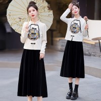 现货新中式两件套2024年春季新款女装时尚气质复古两件套
